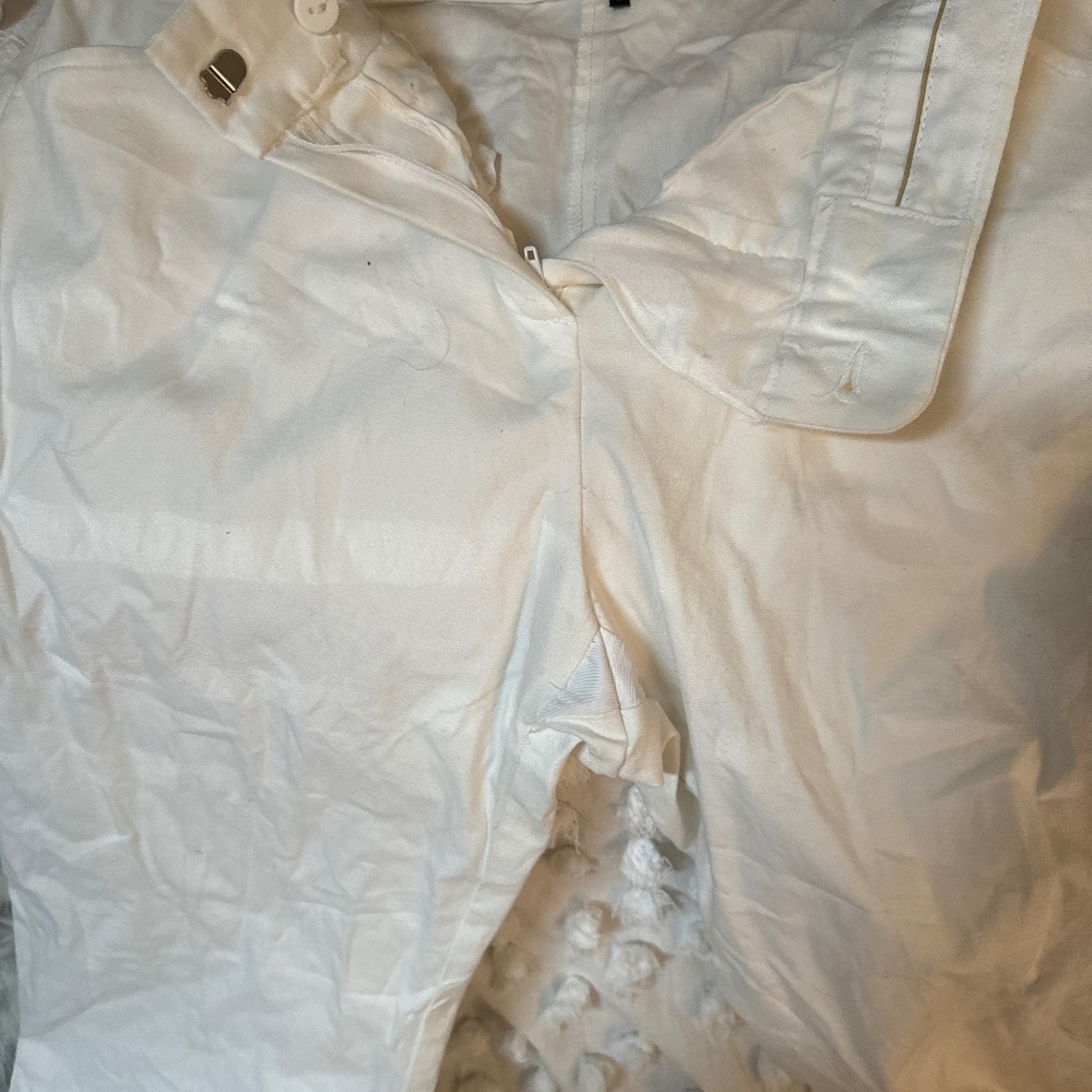 Theory 12 white cuffed flare